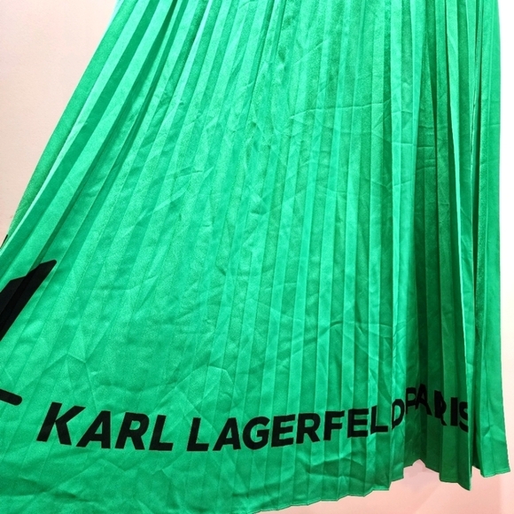 Karl Lagerfeld Green Pleated Skirt Spell Out Size S - Picture 4 of 7